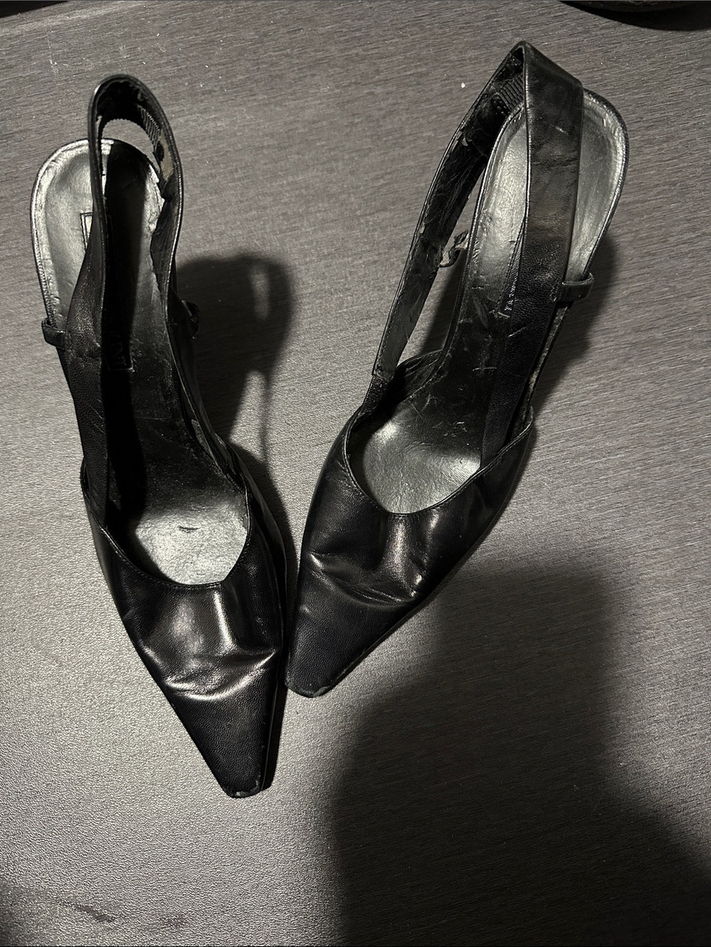 Enzo Angiolini Classic Black Pointed Slingback Pumps - Women's